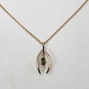 Vintage 14kt GF DEC Emerald Pendant Necklace 17"